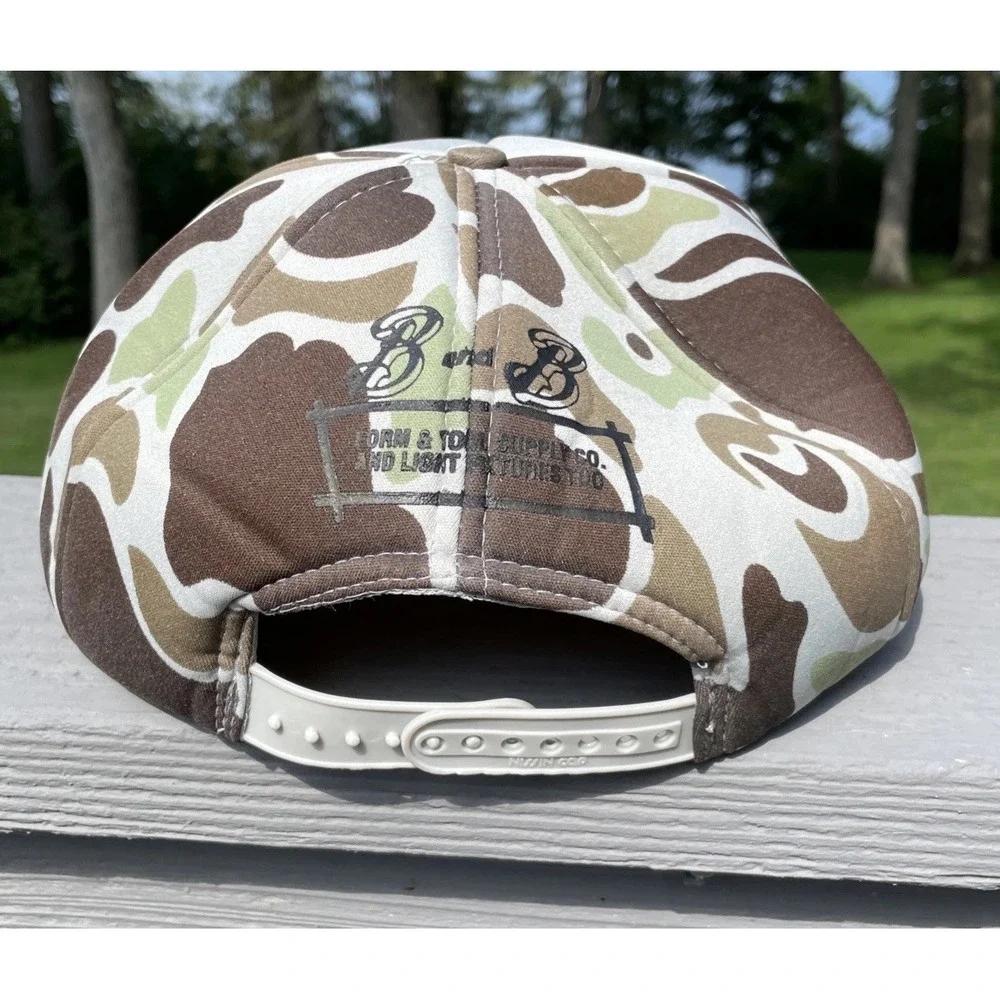 Vintage Nissin Rope Brim‎ Snap Back Trucker Hat Camo Bosch Power Tools